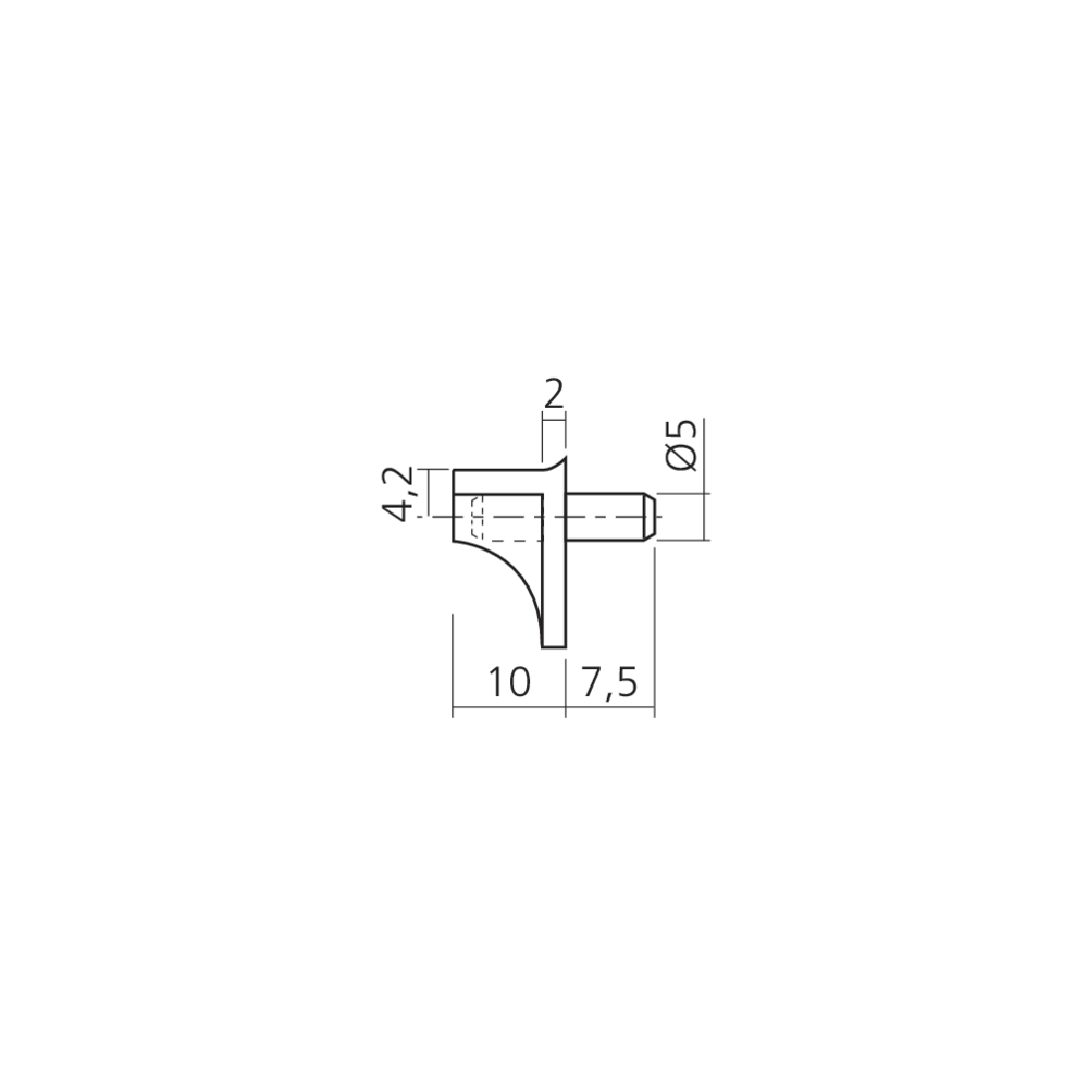 Taquet de rayon Ø5 mm