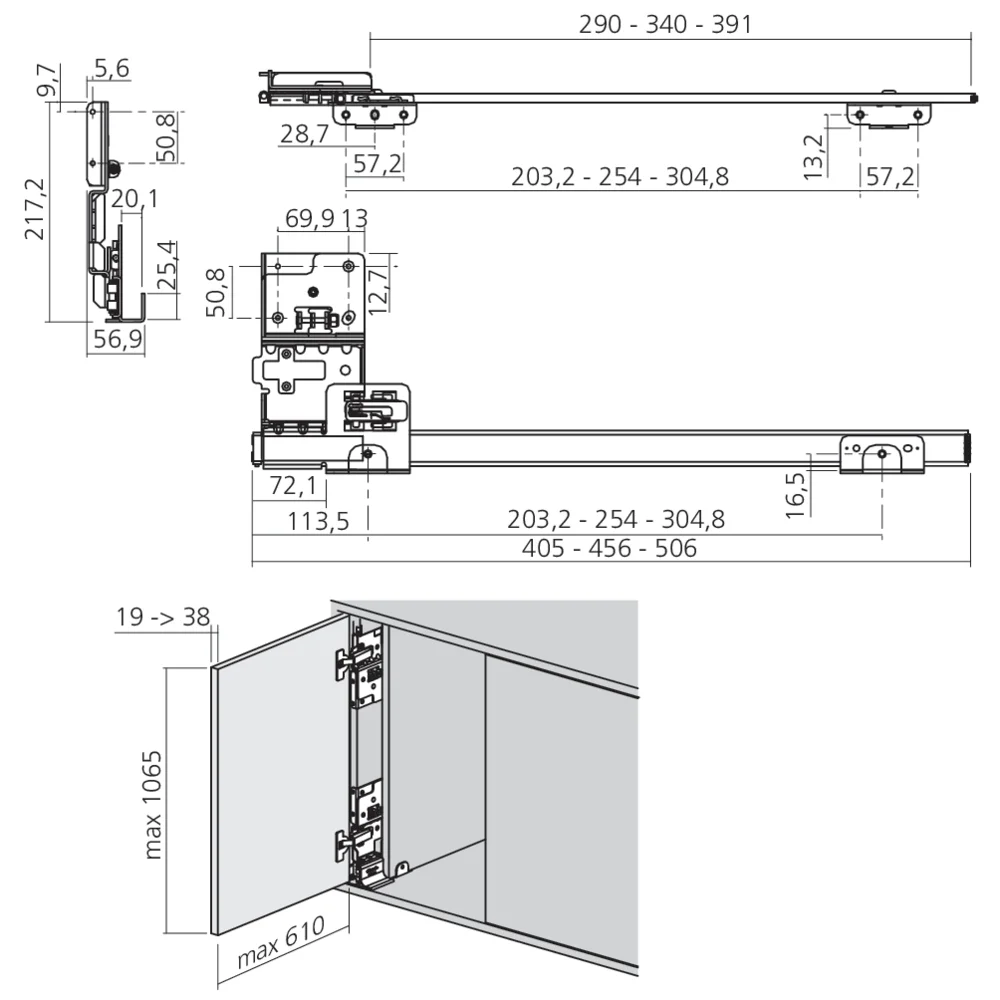 Coulisse pour porte rentrante
