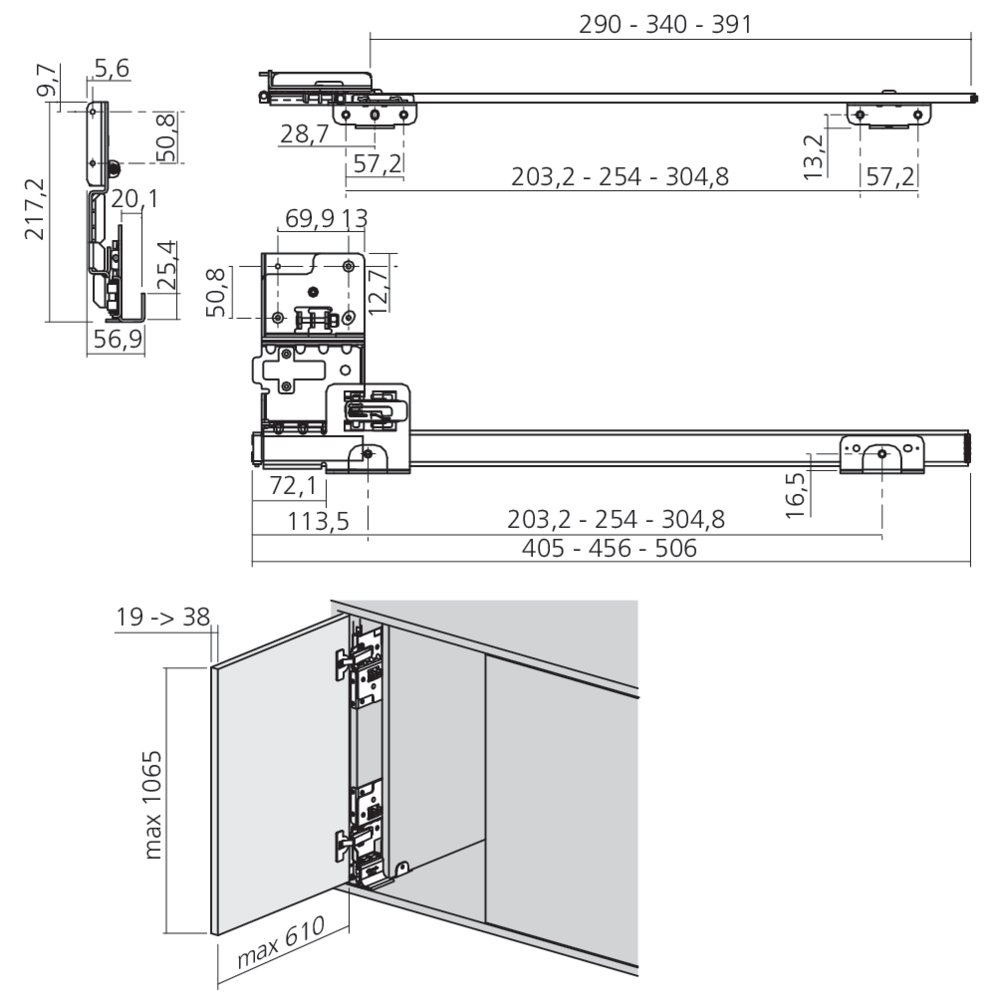 Coulisse pour porte rentrante