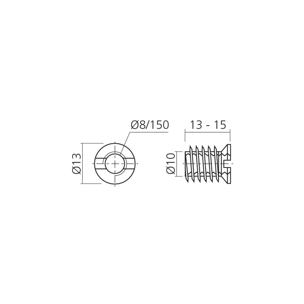 Ecrou avec collerette Ø8 pas de 150