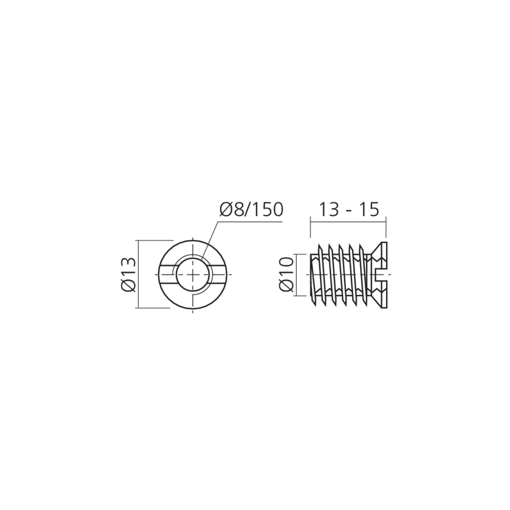 Ecrou avec collerette Ø8 pas de 150