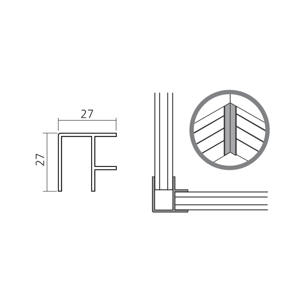 Profil d'angle 90° pour grille