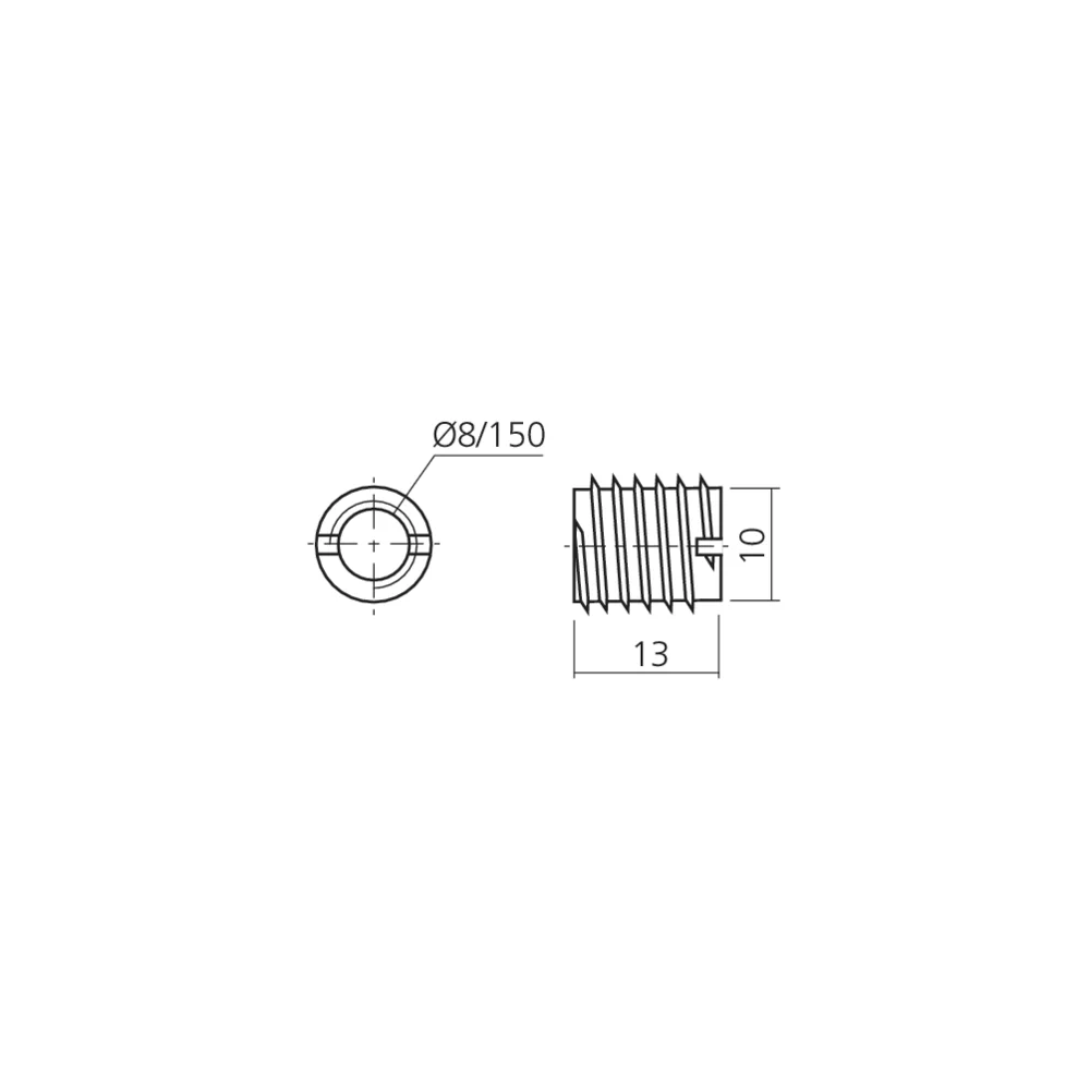 Ecrou sans collerette Ø8 pas de 150
