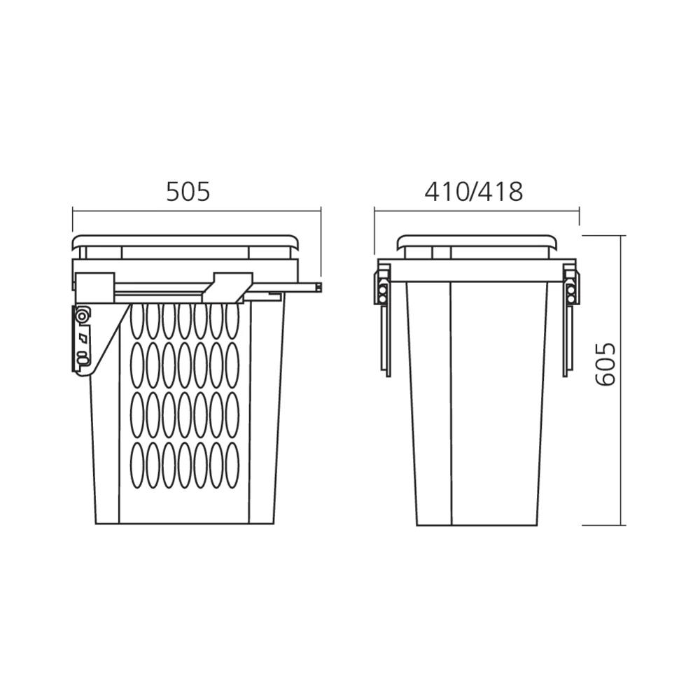 Panier à linge sur système coulissant 1 bac