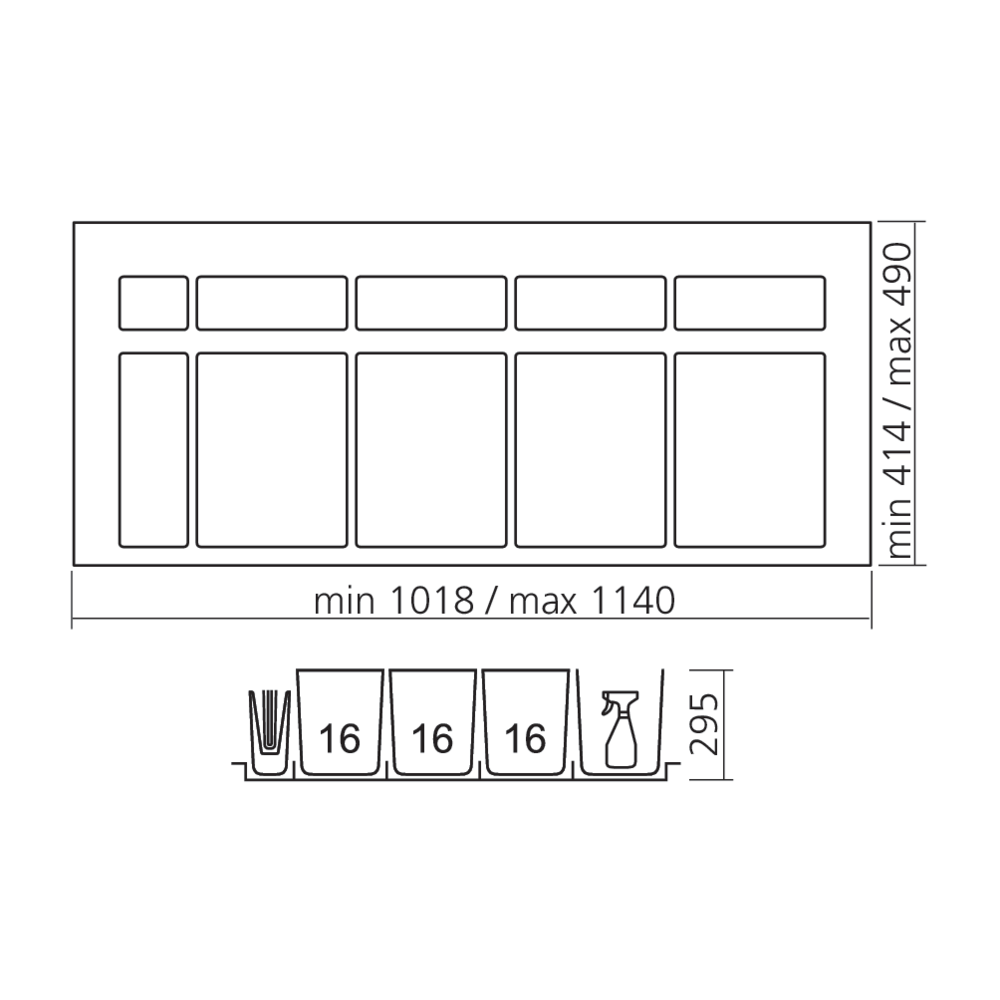 Poubelle tri sélectif pour élément de 1200 mm 48 L
