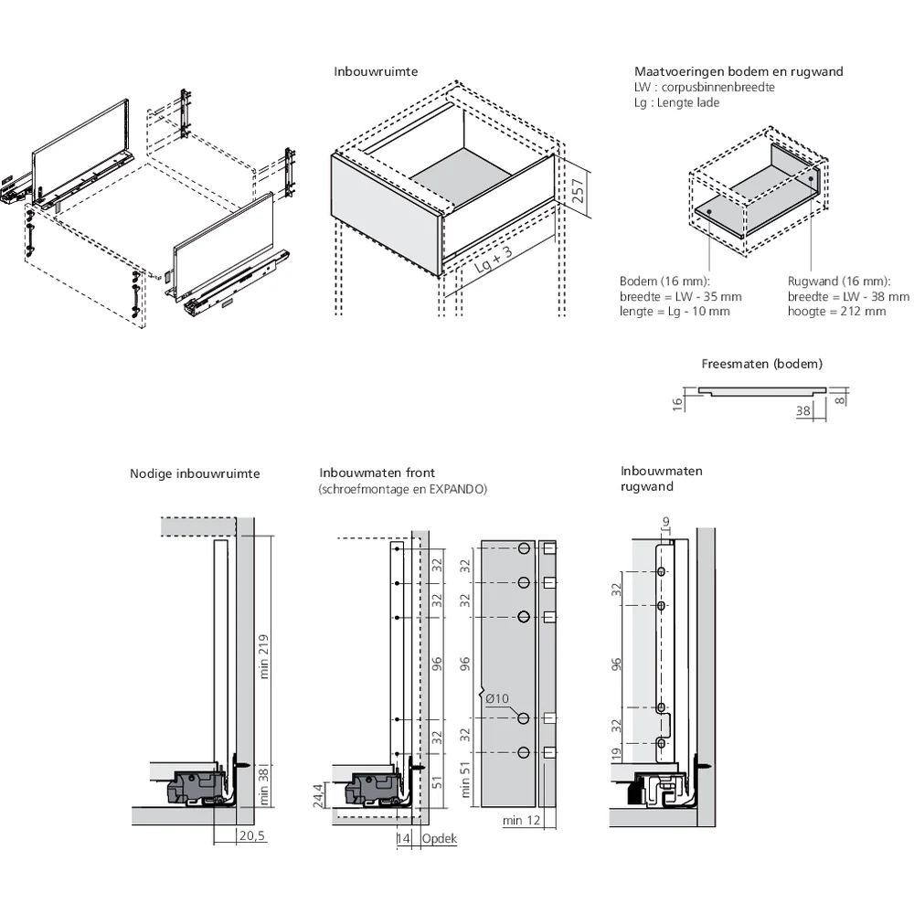 LÉGRABOX TIP-ON inox hauteur F