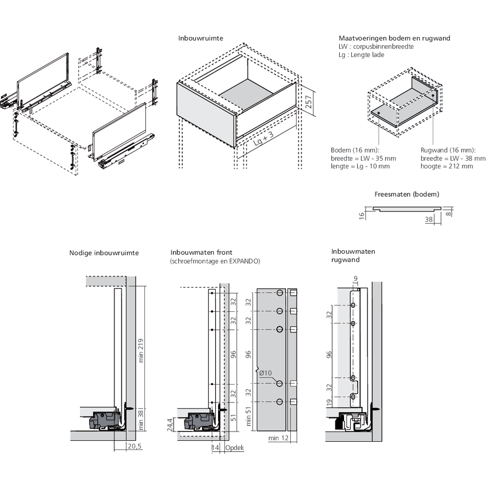 LÉGRABOX TIP-ON inox hauteur F