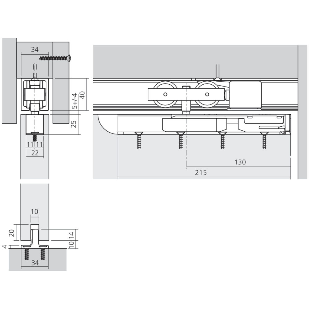 Garniture 1 porte Junior 80/B (mod.) vis courte
