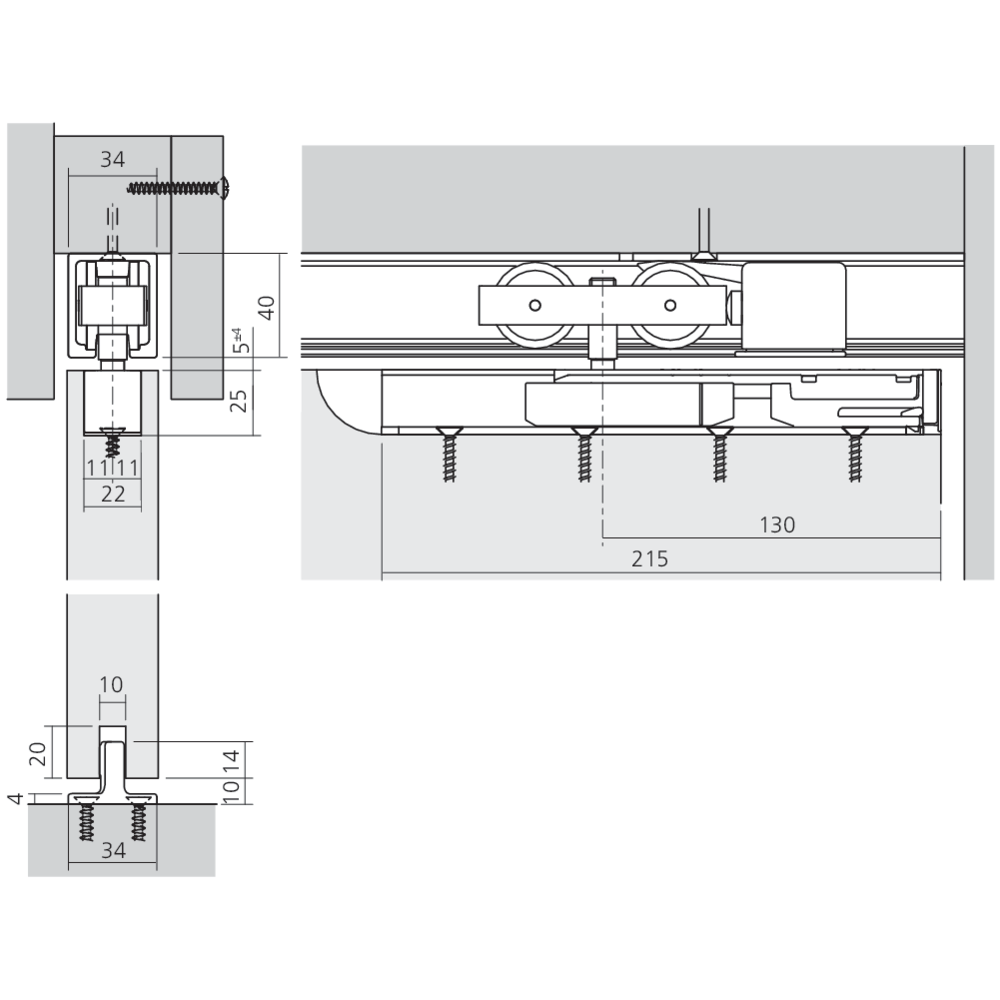Garniture 1 porte Junior 80/B (mod.) vis courte