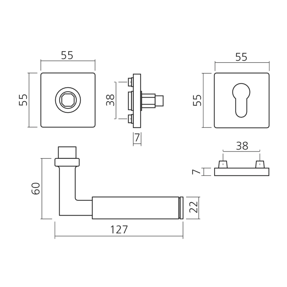 Ensemble sur rosace carrée 1102