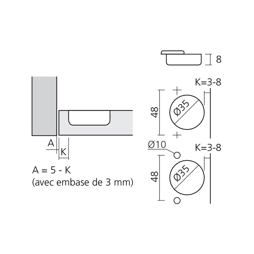 Charnière 155° encloisonnée