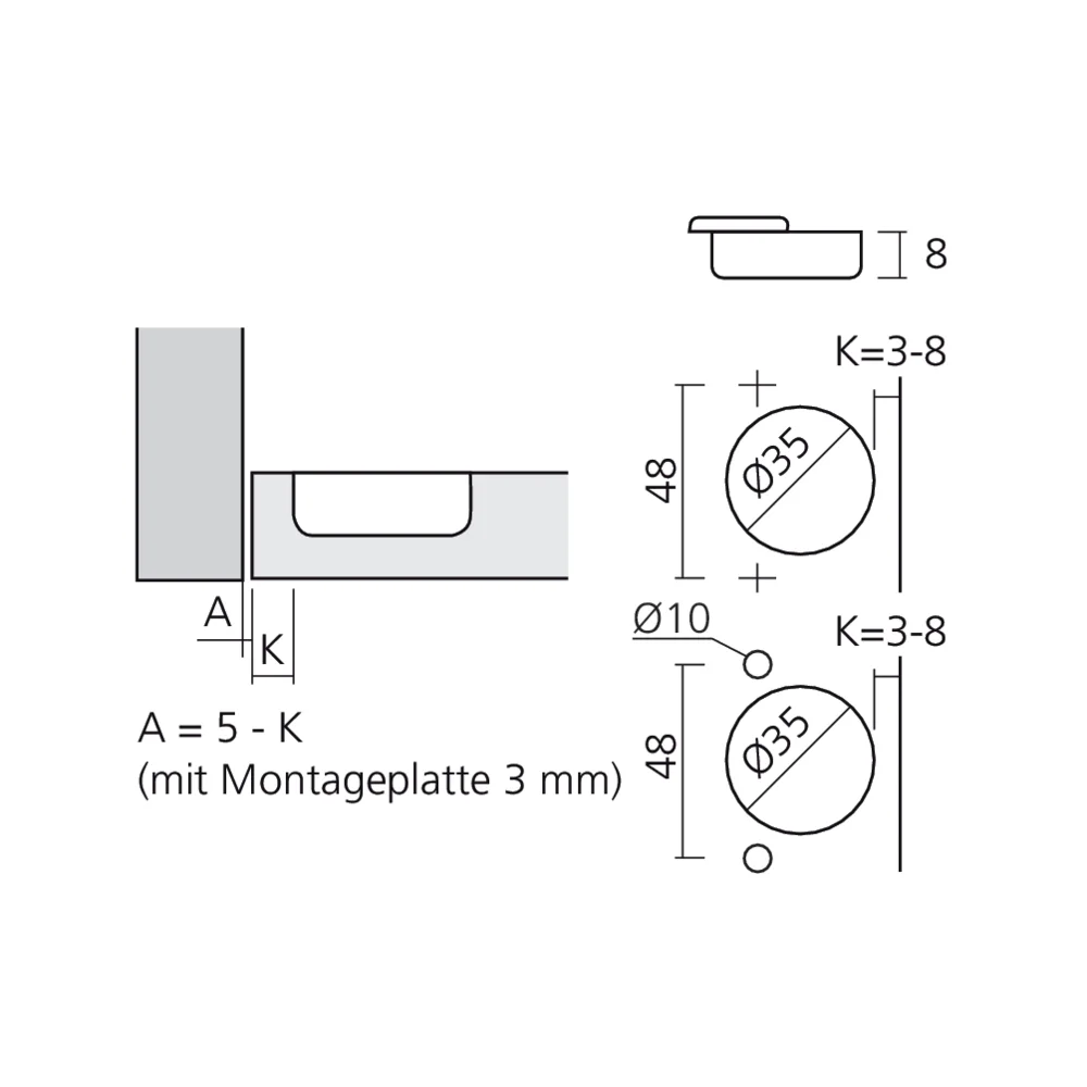 Charnière 155° encloisonnée