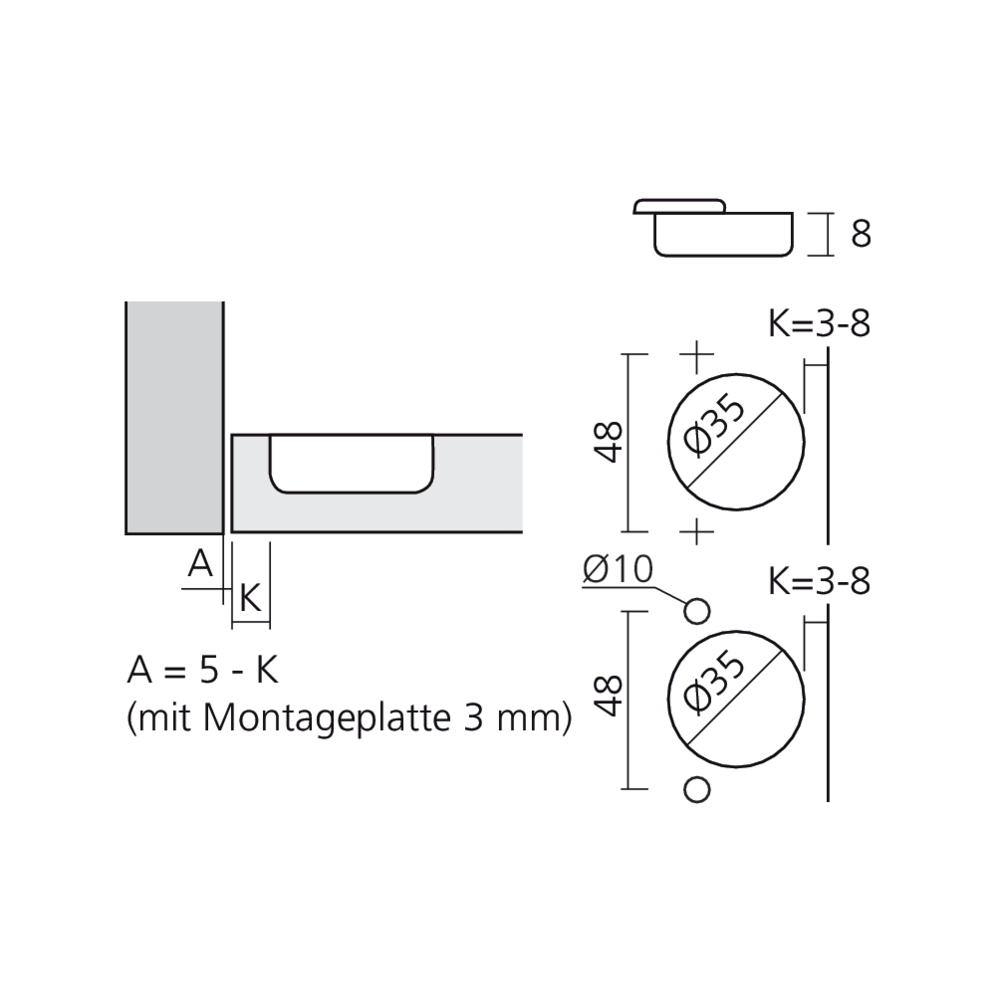 Charnière 155° encloisonnée