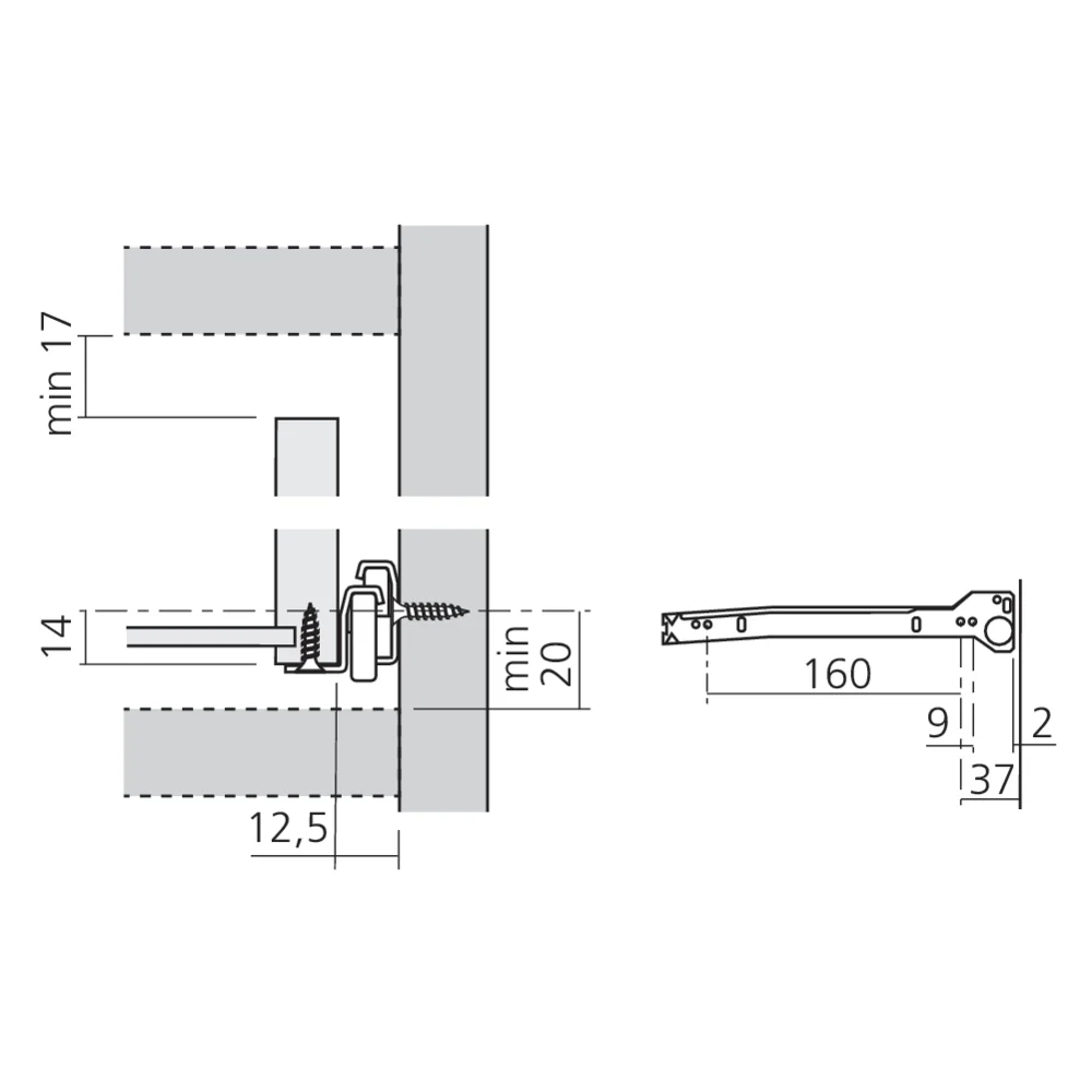 Coulisses fixation sous tiroir