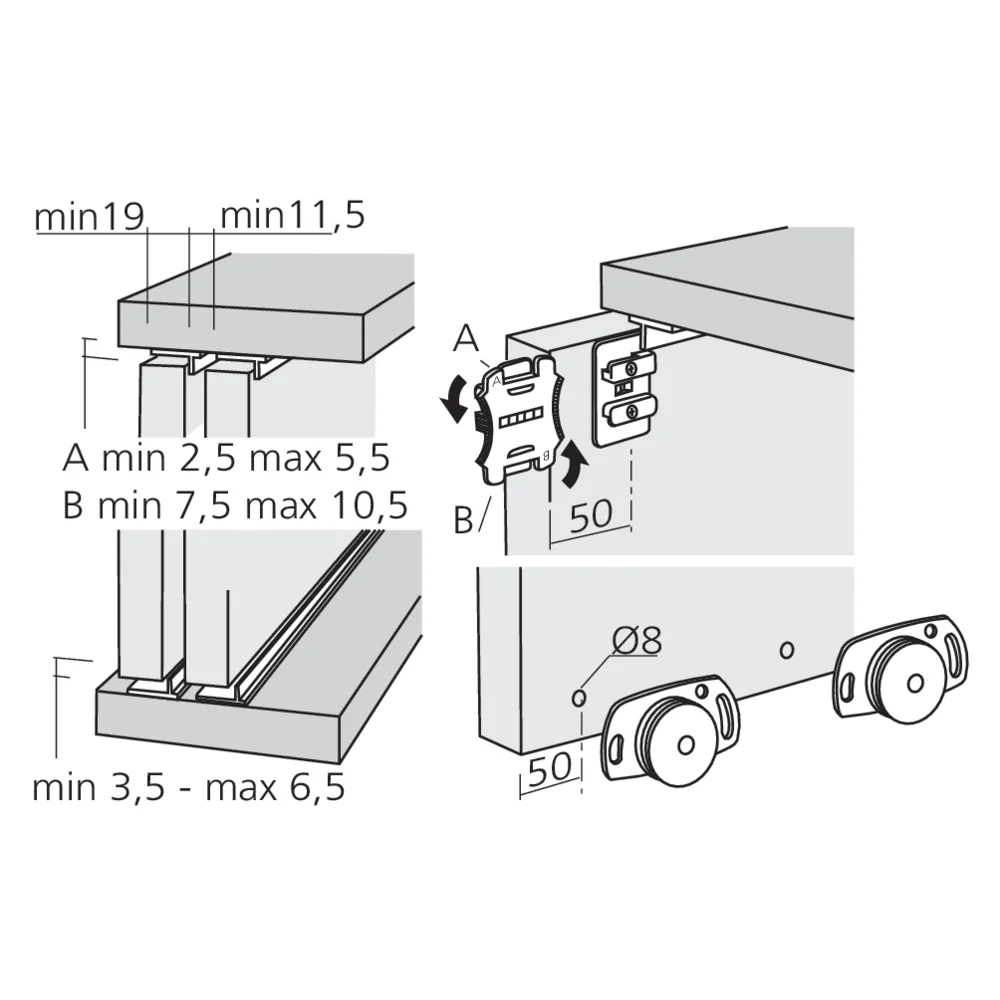 Garniture 1 porte Roll 45 avec arrêt