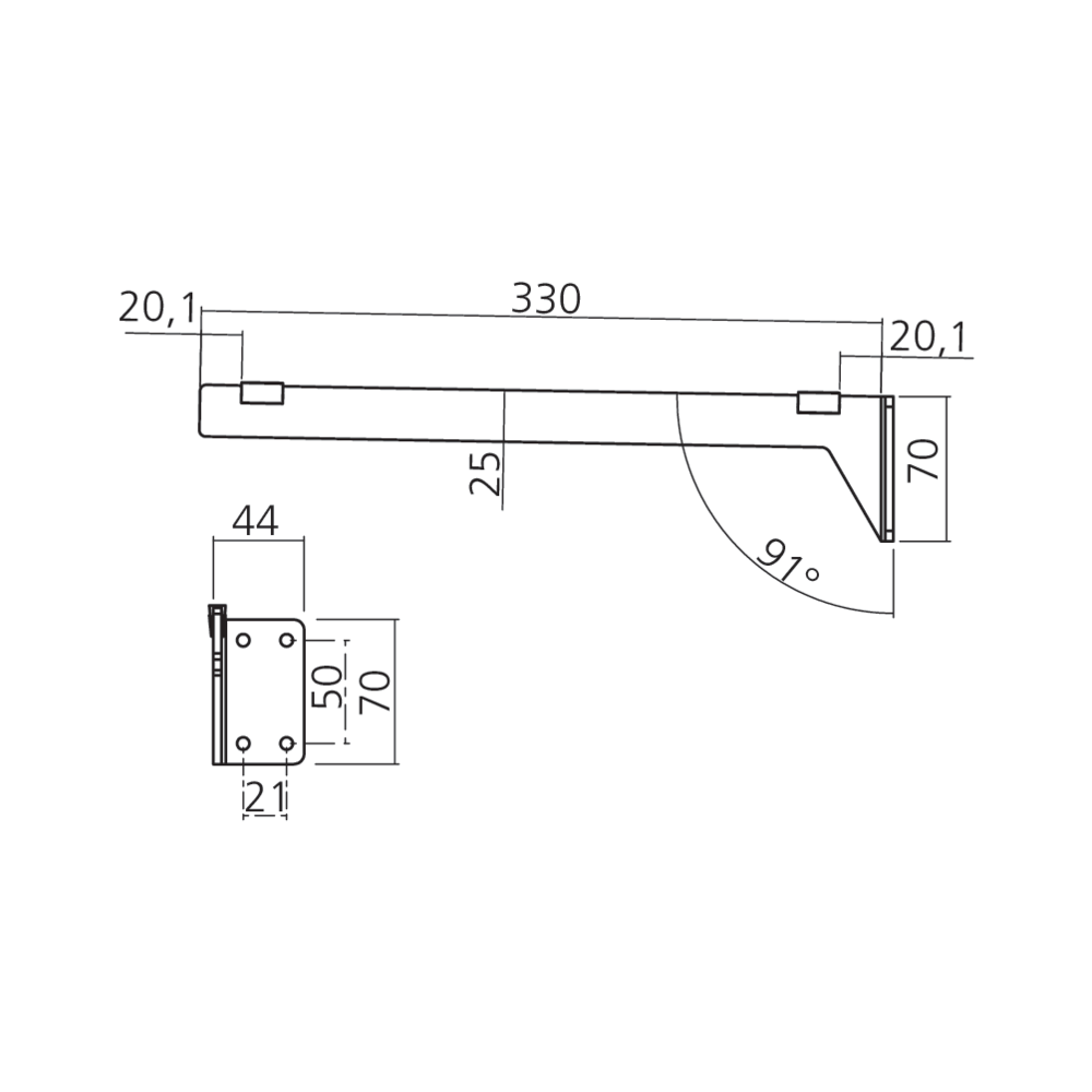 Support tablette 330 mm à visser