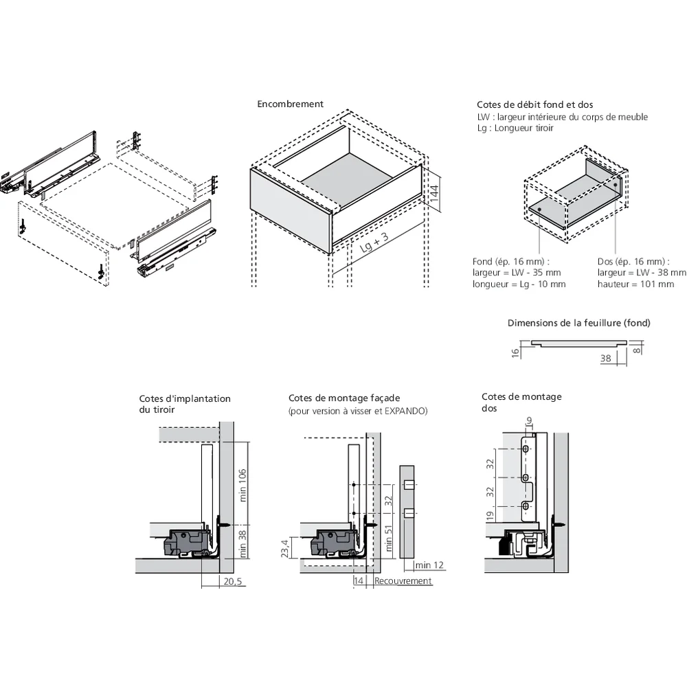 LÉGRABOX TIP-ON gris orion mat hauteur K