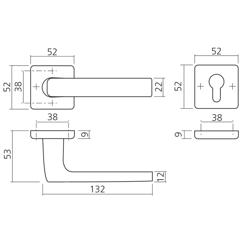 Poignée sur rosace DALLAS alu