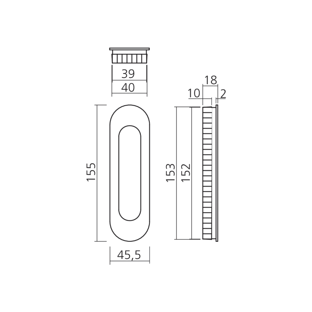 Poignée cuvette ovale magnétique