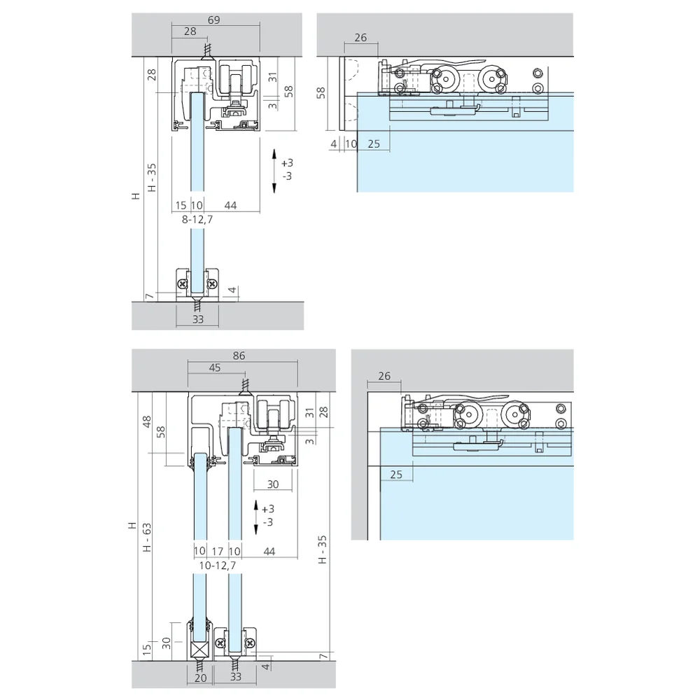 Garniture 1 porte PORTA 100 GW/GWF