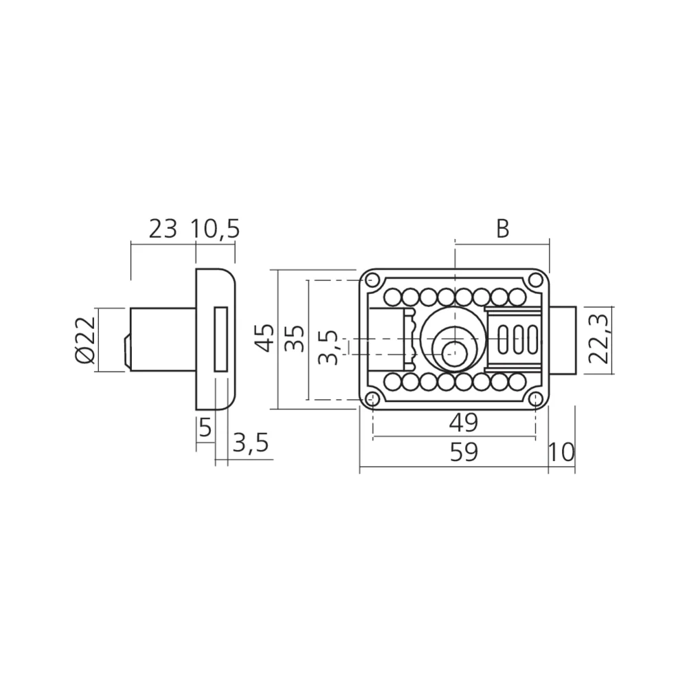 Serrure de sûreté 1 point cylindre 22