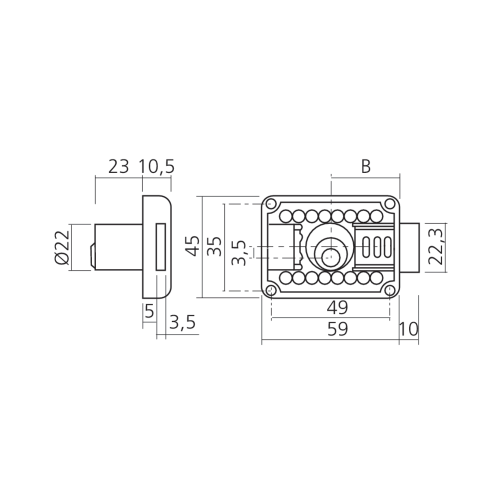 Serrure de sûreté 1 point cylindre 22