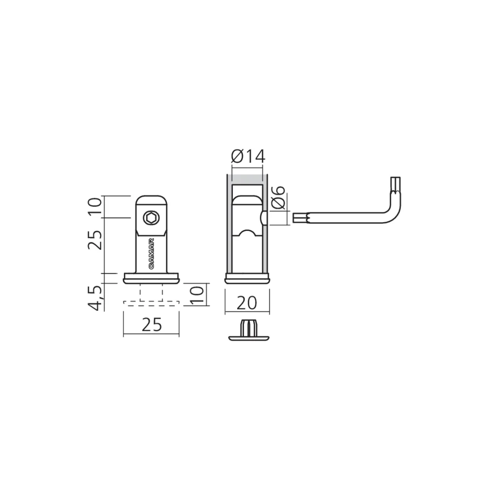 Vérin réglable Ø14 mm