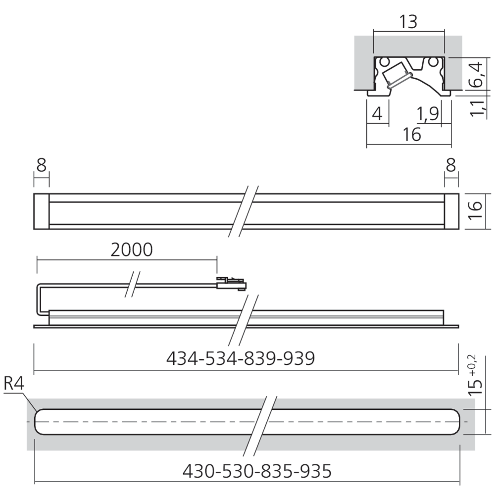 Réglette LED éclairage incliné 12 V
