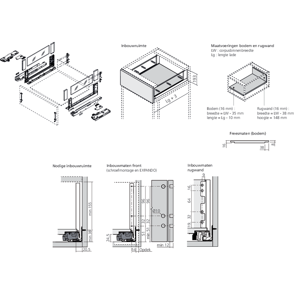 LÉGRABOX free BLUMOTION / TIP-ON BLUMOTION gris orion mat hauteur C