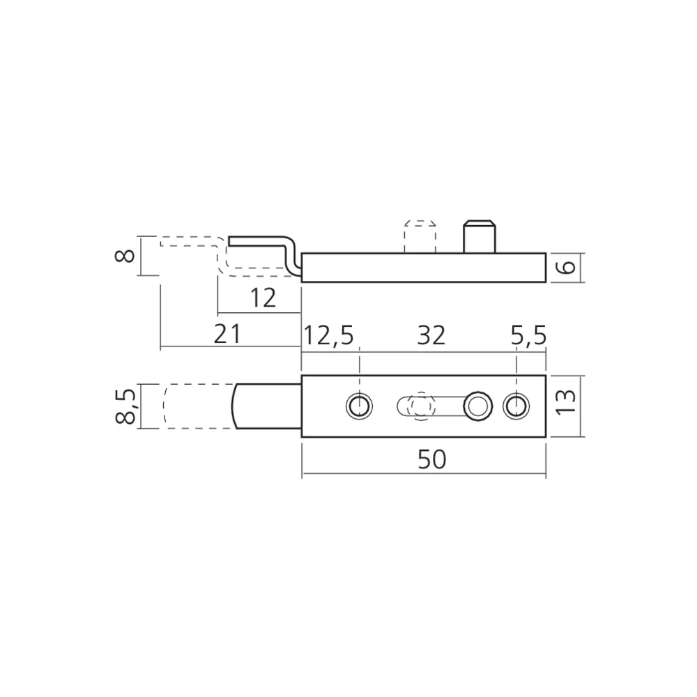 Loqueteau d'armoire coudé à poussoir