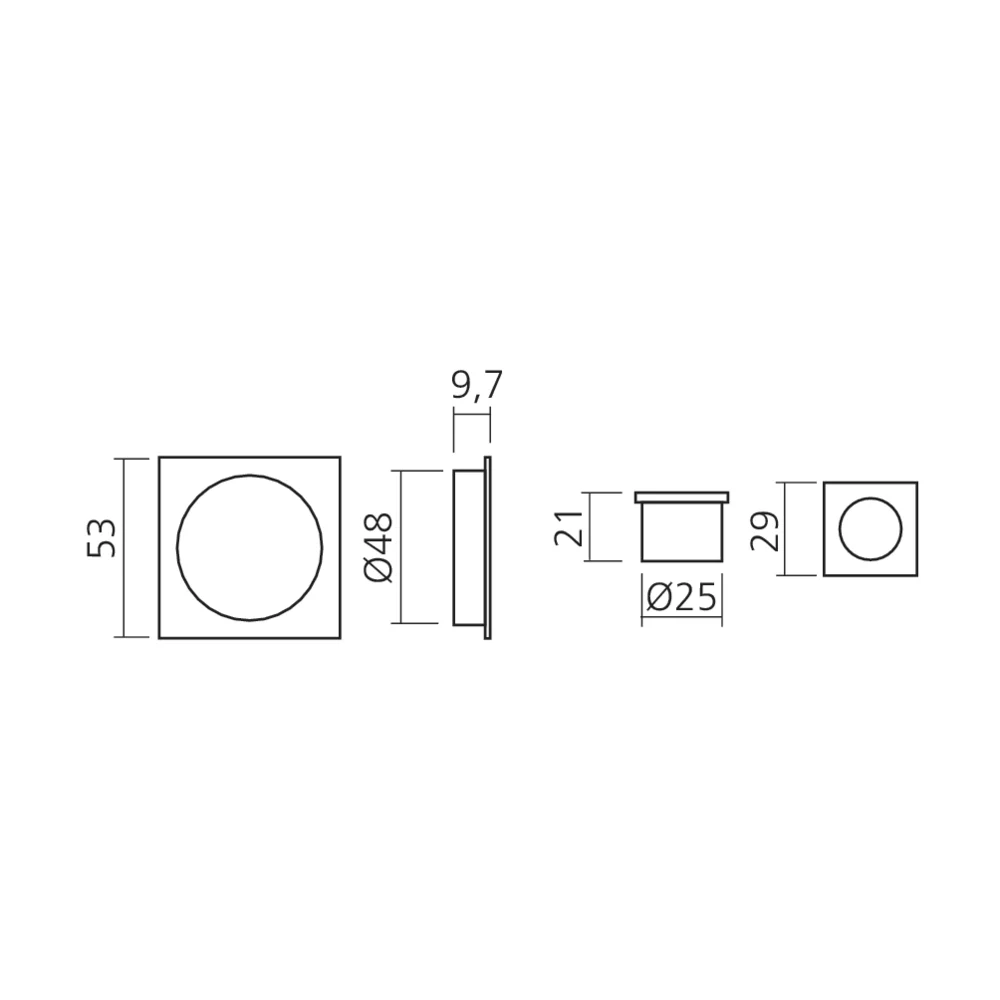 Ensemble carré poignées cuvettes porte coulissante