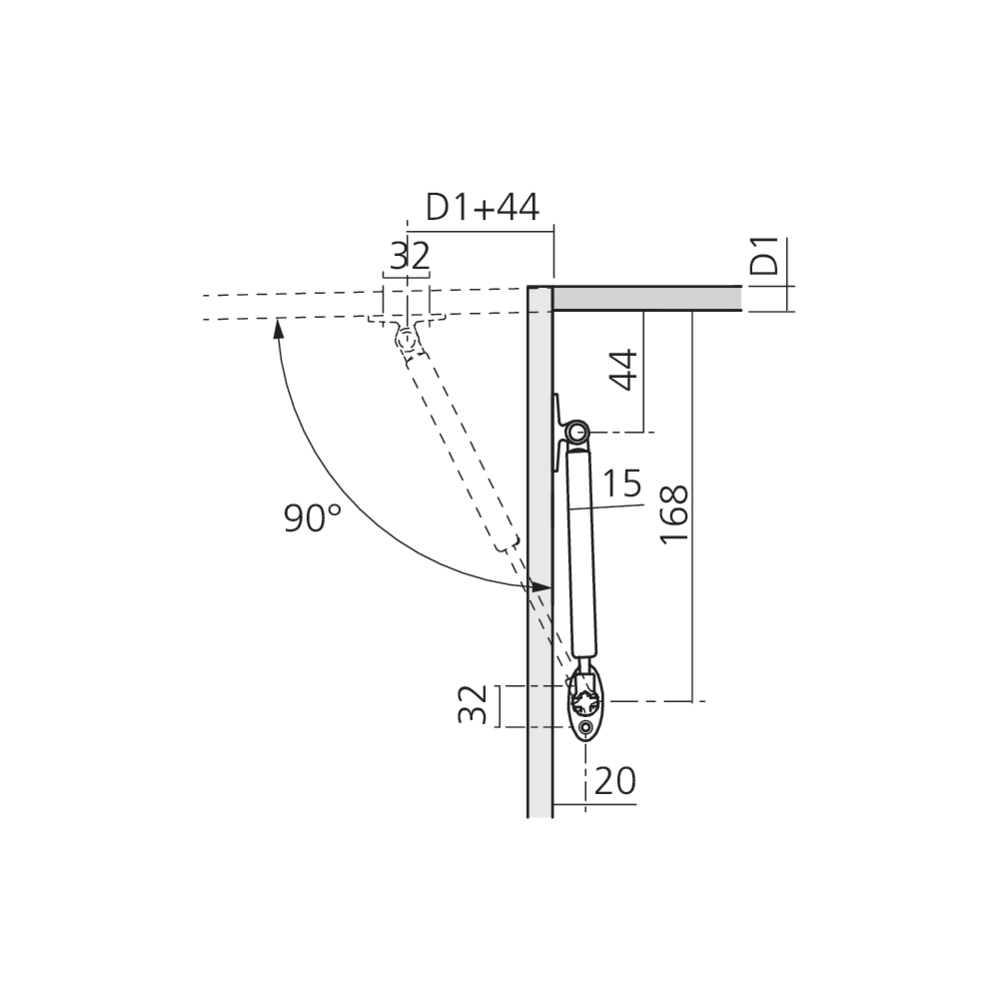 Compas à gaz pour porte relevable