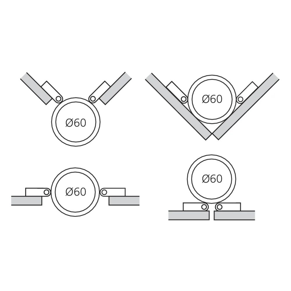 Set d'attaches pour pied Ø60 mm