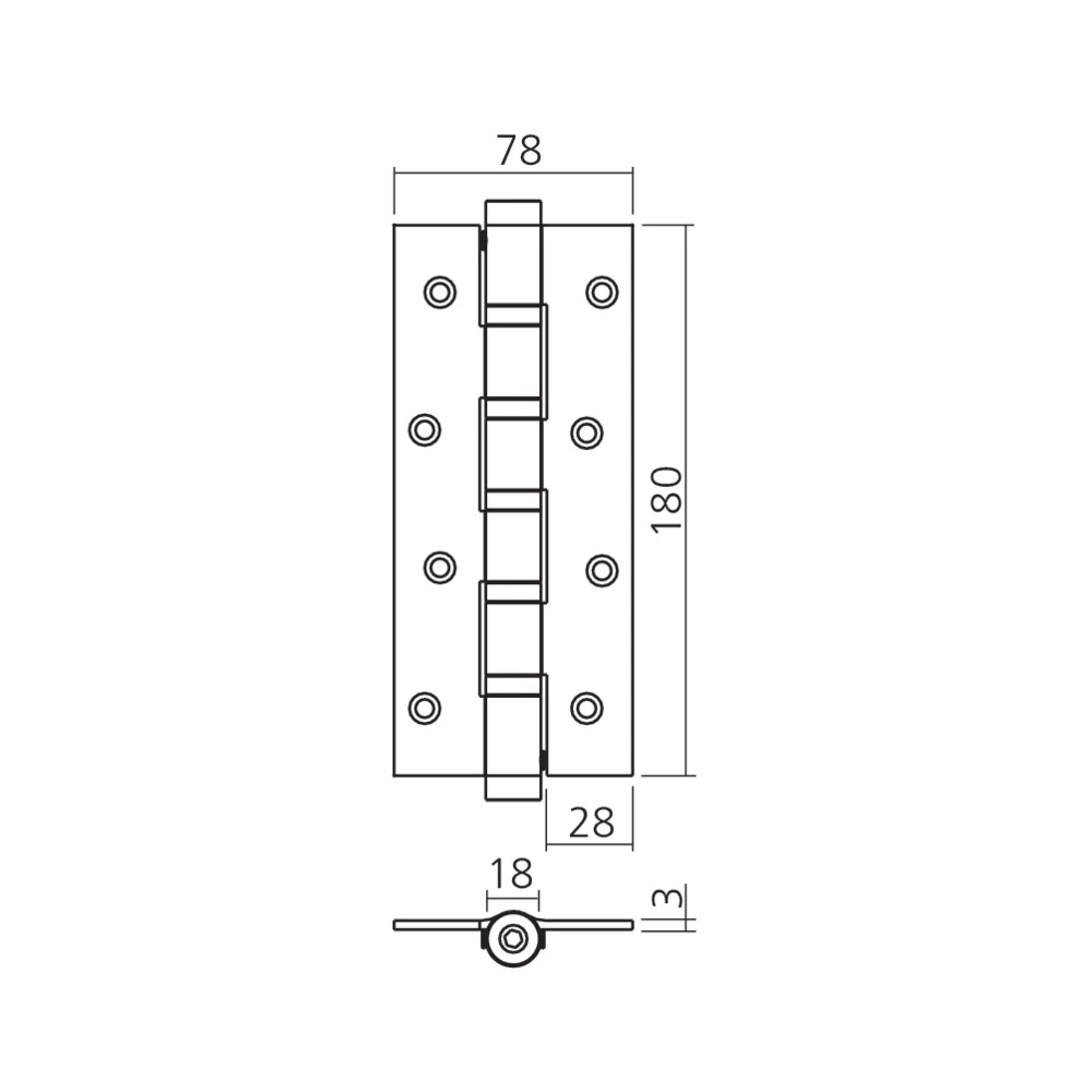 Charnière 5 roulements simple action