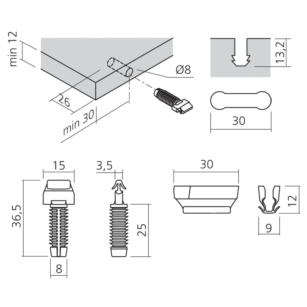 Connecteur invisible démontable V-1230