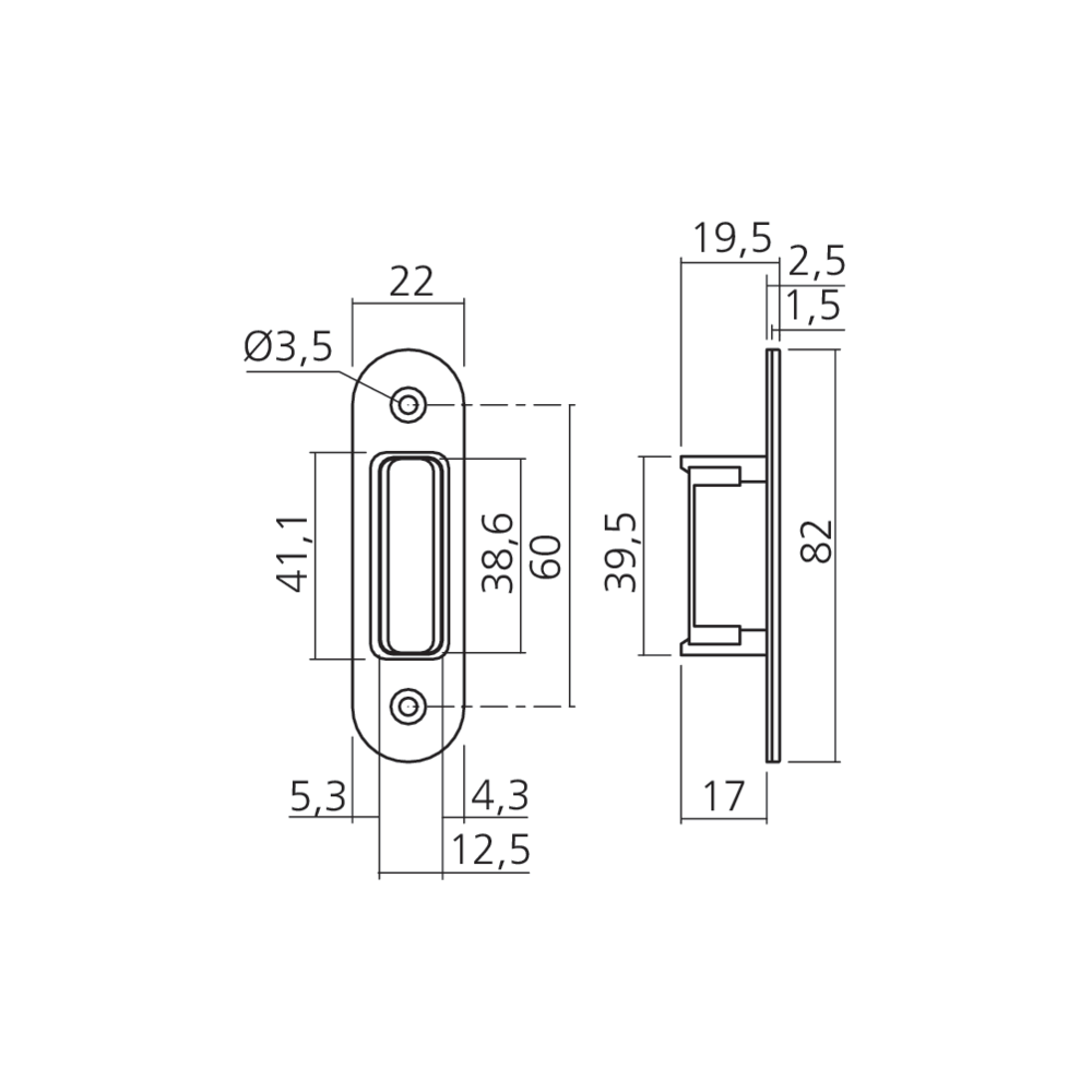 Gâche pour serrure à pêne magnétique