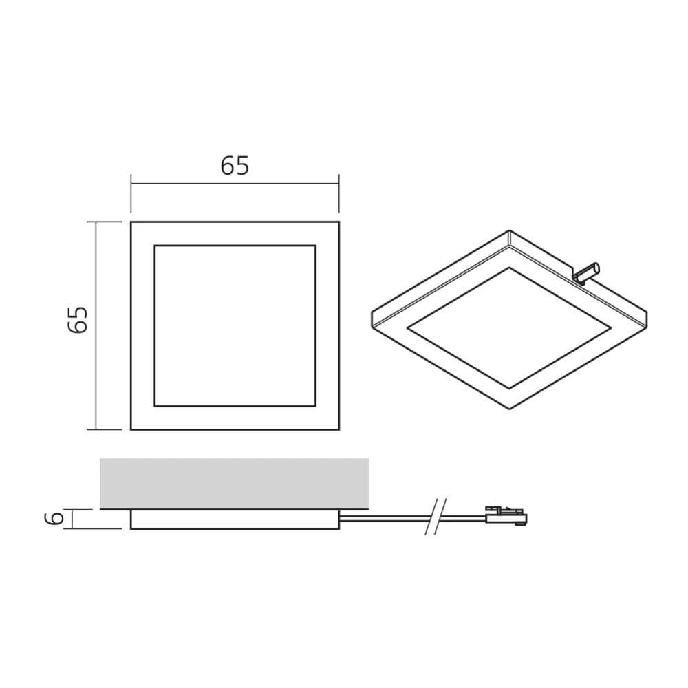 Spot LED carré en applique 12 V