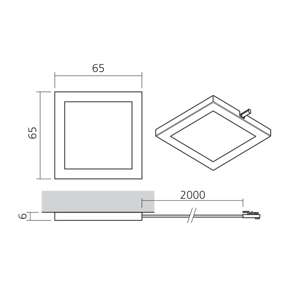 Spot LED carré en applique 12 V