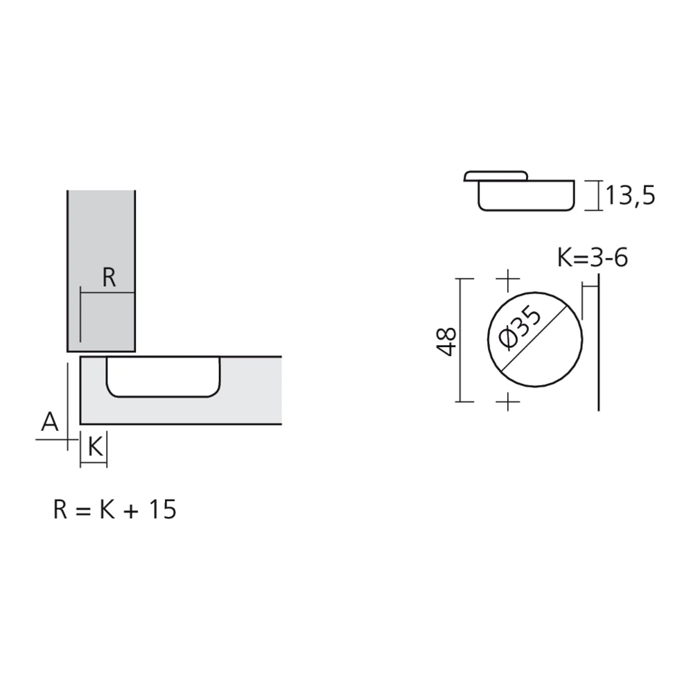 Charnière Titanium 110° en applique amortie Silentia+