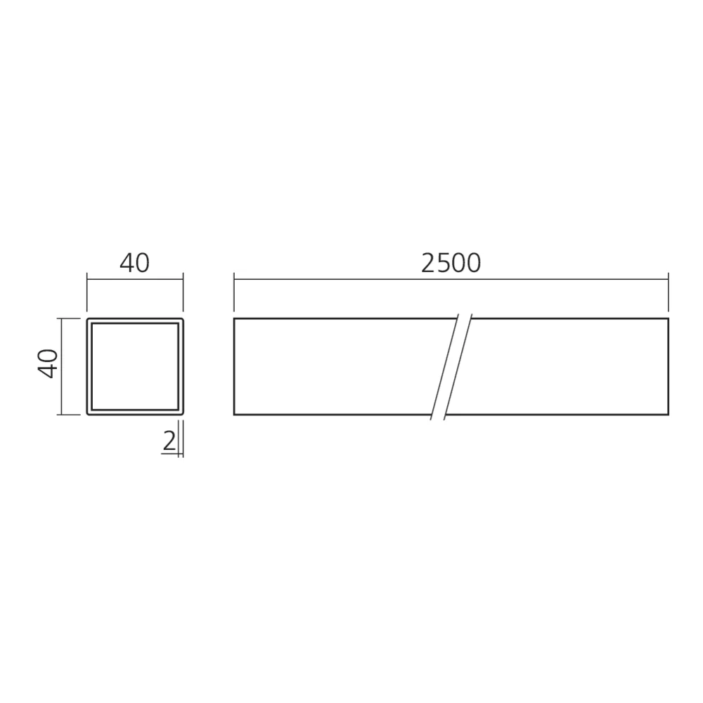 Tube de main courante SQUARE-LINE carré