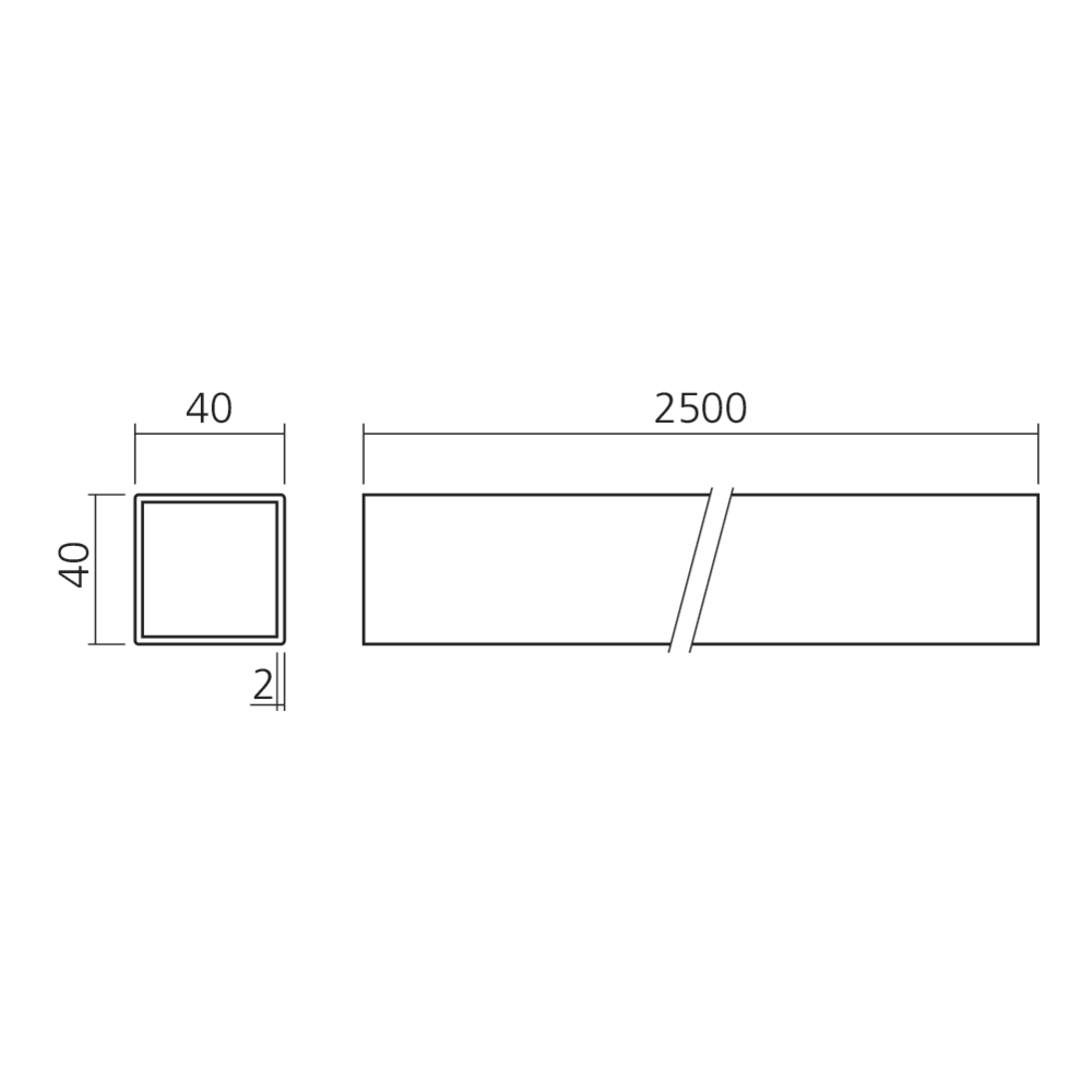 Tube de main courante SQUARE-LINE carré