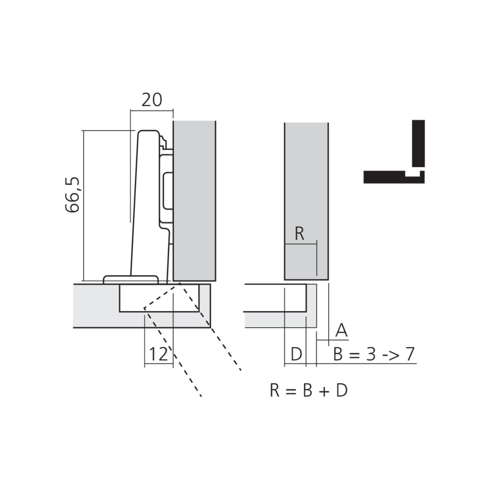 Charnière CLIP top BLUMOTION 110° pour porte en applique