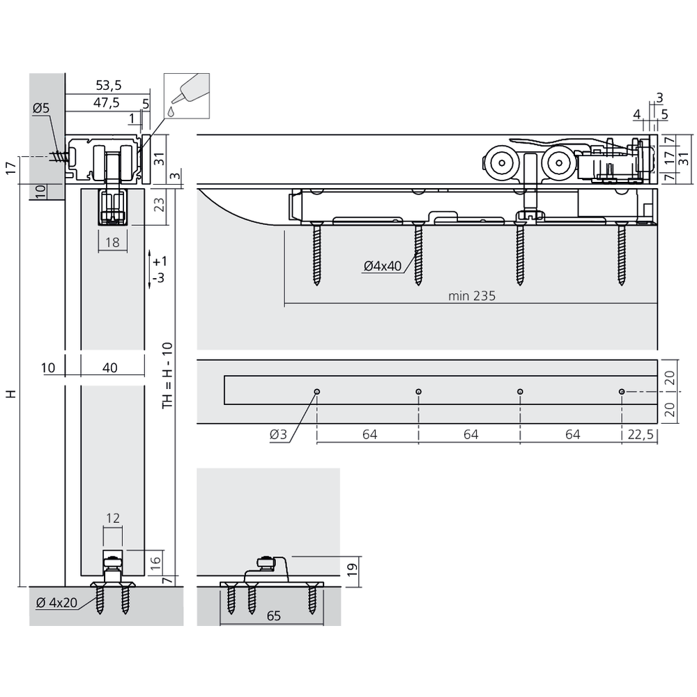 Garniture 1 porte PORTA 60 HMD