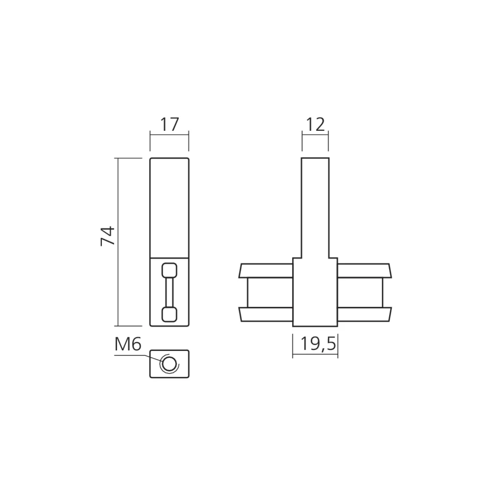 Support intermédiaire pour tube rectangle