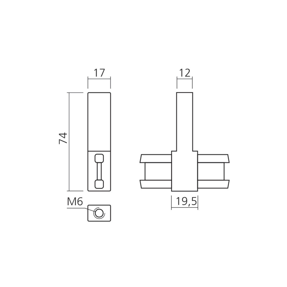Support intermédiaire pour tube rectangle
