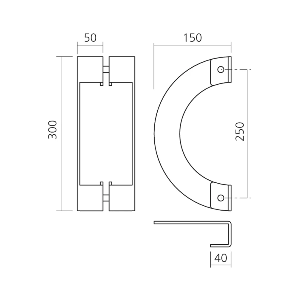 Paire de poignées de tirage forme C