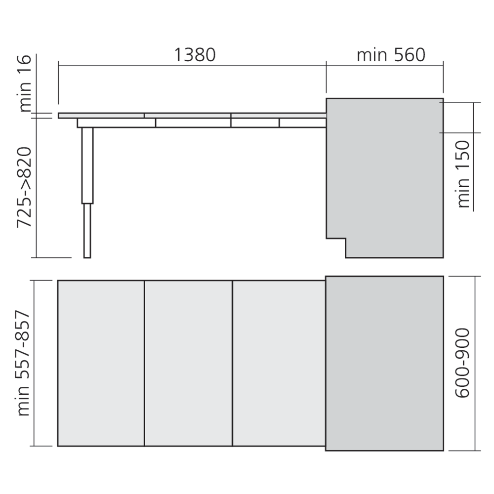 Ferrure de table à encastrer PARTY