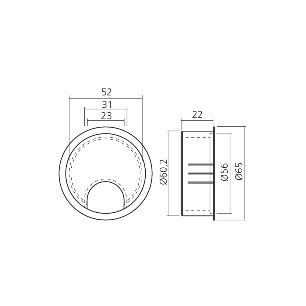 Passe-câbles métal Ø60 mm