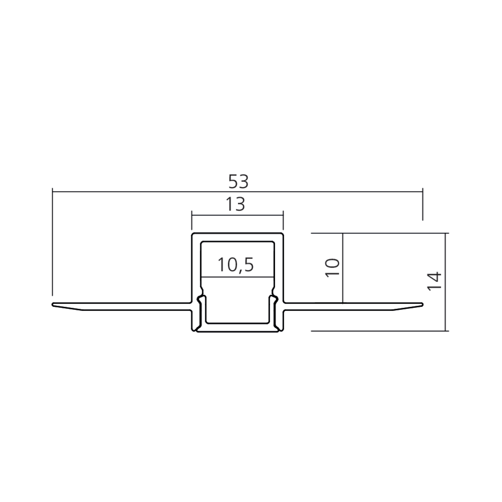 Profil droit encastrable pour mur