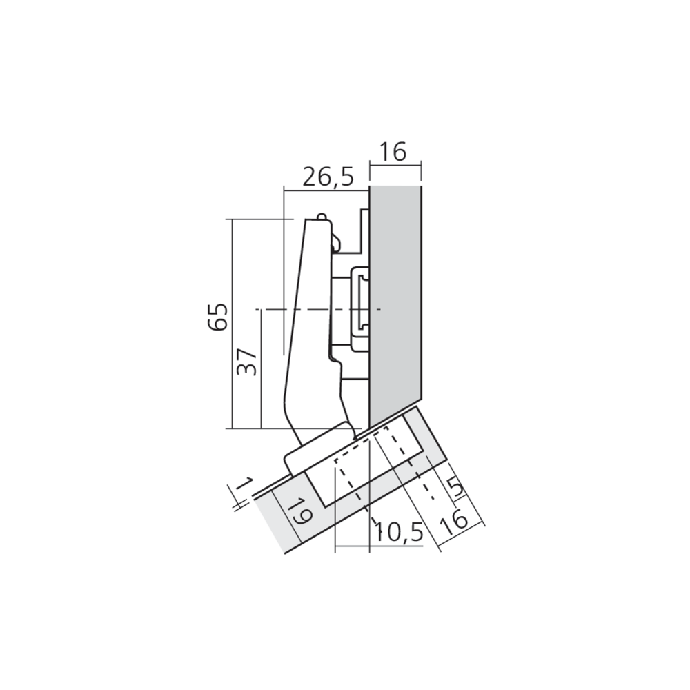 Charnière CLIP top BLUMOTION pour porte d'angle +30°